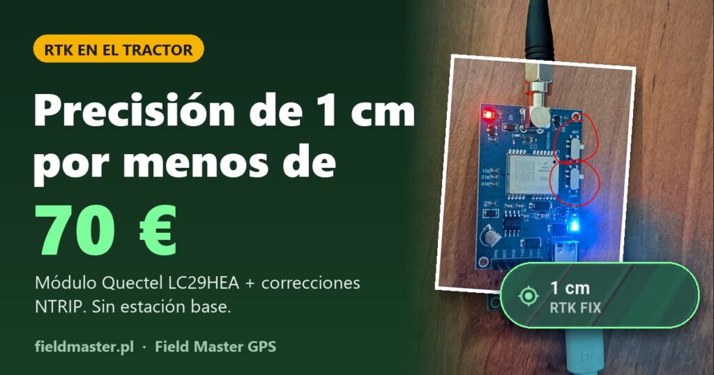 RTK barato para tractor por menos de 70 € – precisión de 1 cm