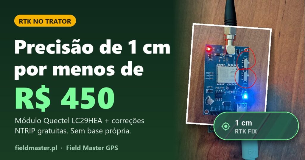 RTK barato para trator por menos de R$ 450 – precisão de 1 cm